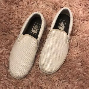 White perforated leather Vans slip on shoes